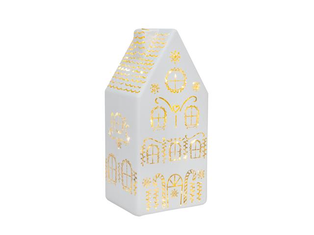 6.6"  LED GLASS HOUSE DECOR (4-STORY - WHITE)